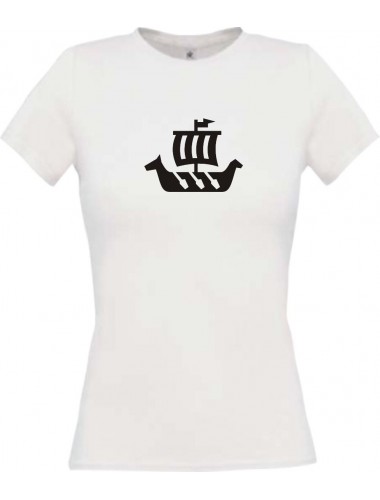 Lady T-Shirt Winkingerschiff,Skipper, Kapitän, kult, weiss, L
