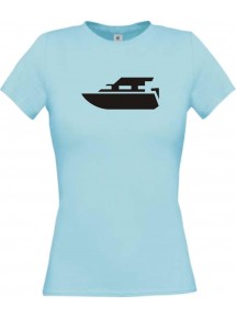 Lady T-Shirt Yacht, Boot, Skipper, Kapitän, kult, hellblau, L