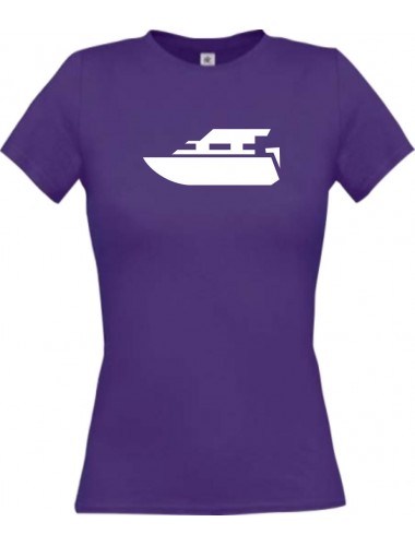 Lady T-Shirt Yacht, Boot, Skipper, Kapitän, kult, lila, L