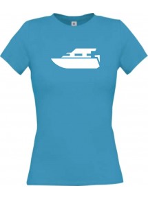 Lady T-Shirt Yacht, Boot, Skipper, Kapitän, kult, türkis, L