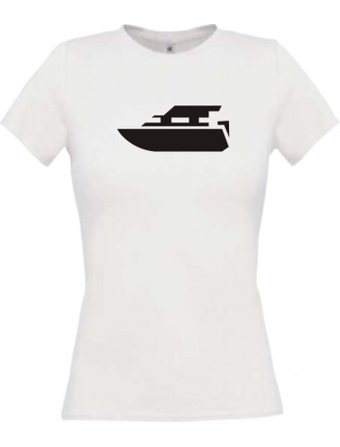 Lady T-Shirt Yacht, Boot, Skipper, Kapitän, kult, weiss, L