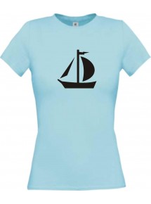Lady T-Shirt Segeljolle, Jolle, Skipper, Kapitän, kult, hellblau, L