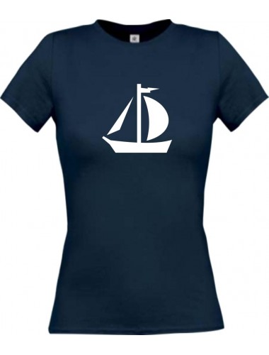 Lady T-Shirt Segeljolle, Jolle, Skipper, Kapitän, kult, navy, L
