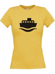 Lady T-Shirt Frachter, Matrose, Übersee, Skipper, Kapitän, kult, gelb, L