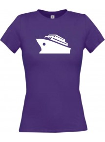 Lady T-Shirt Kreuzfahrt, Schiff, Passagierschiff, kult, lila, L