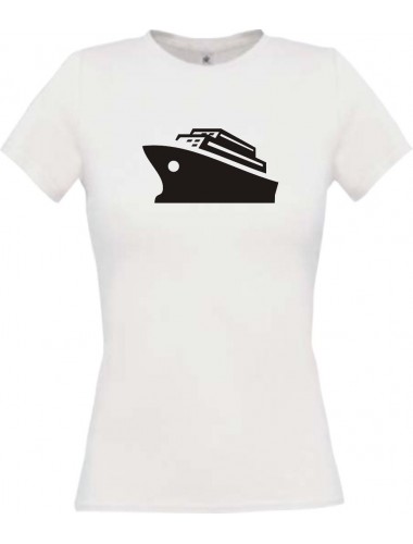 Lady T-Shirt Kreuzfahrt, Schiff, Passagierschiff, kult, weiss, L