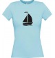 Lady T-Shirt Segelboot, Jolle, Skipper, Kapitän, kult, hellblau, L