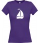 Lady T-Shirt Segelboot, Jolle, Skipper, Kapitän, kult, lila, L