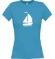 Lady T-Shirt Segelboot, Jolle, Skipper, Kapitän, kult, türkis, L