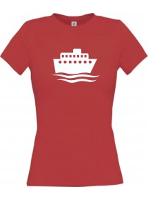 Lady T-Shirt Kreuzfahrtschiff, Passagierschiff, kult, rot, L