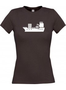 Lady T-Shirt Frachter, Übersee, Schiff, Skipper, Kapitän, kult