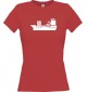 Lady T-Shirt Frachter, Übersee, Schiff, Skipper, Kapitän, kult, rot, L