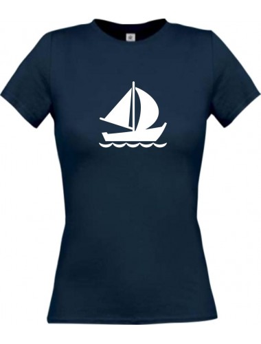 Lady T-Shirt Segelyacht, Jolle, Skipper, Kapitän, kult, navy, L
