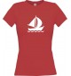 Lady T-Shirt Segelyacht, Jolle, Skipper, Kapitän, kult, rot, L