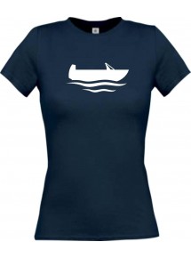 Lady T-Shirt Angelkahn, Boot, Kapitän, kult, navy, L