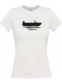 Lady T-Shirt Angelkahn, Boot, Kapitän, kult, weiss, L