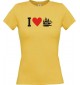 Lady T-Shirt I Love Segelyacht, Kapitän, kult, gelb, L