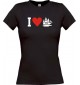 Lady T-Shirt I Love Segelyacht, Kapitän, kult, schwarz, L