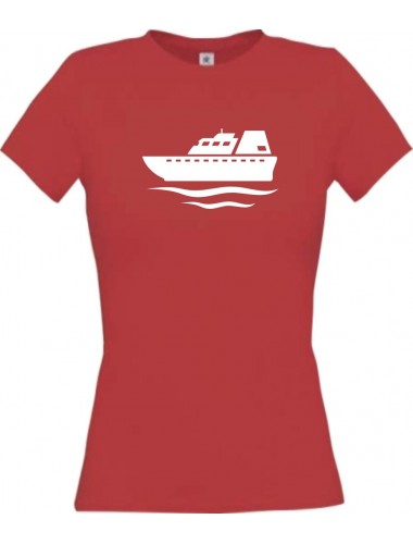 Lady T-Shirt Yacht, Übersee, Skipper, Kapitän, kult, rot, L