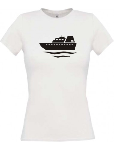 Lady T-Shirt Yacht, Übersee, Skipper, Kapitän, kult, weiss, L