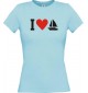 Lady T-Shirt I Love Segelboot, Kapitän, Skipper, kult, hellblau, L