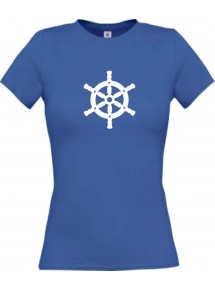 Lady T-Shirt Schiffssteuerrad, Boot, Skipper, Kapitän, kult, royal, L