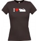 Lady T-Shirt I Love Yacht, Boot, Kapitän, Skipper, kult, braun, L
