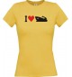Lady T-Shirt I Love Yacht, Boot, Kapitän, Skipper, kult, gelb, L