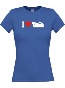 Lady T-Shirt I Love Yacht, Boot, Kapitän, Skipper, kult, royal, L