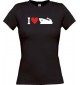 Lady T-Shirt I Love Yacht, Boot, Kapitän, Skipper, kult, schwarz, L