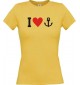 Lady T-Shirt I love Anker Kapitän Skipper, kult, gelb, L