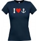Lady T-Shirt I love Anker Kapitän Skipper, kult, navy, L