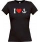 Lady T-Shirt I love Anker Kapitän Skipper, kult, schwarz, L