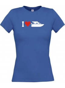 Lady T-Shirt I Love Yacht, Kapitän, Skipper, kult