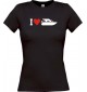 Lady T-Shirt I Love Yacht, Kapitän, Skipper, kult, schwarz, L