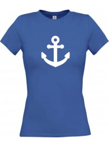 Lady T-Shirt Bootsanker Anker Skipper Kapitän, kult, royal, L