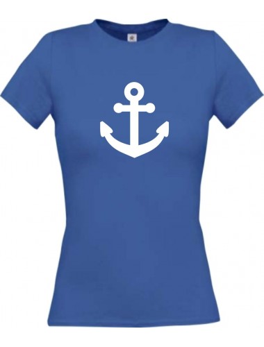 Lady T-Shirt Bootsanker Anker Skipper Kapitän, kult, royal, L