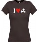 Lady T-Shirt I Love Motorschraube, Kapitän, kult, braun, L