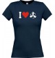 Lady T-Shirt I Love Motorschraube, Kapitän, kult, navy, L