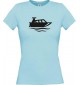 Lady T-Shirt Motorboot, Yacht, Boot, Kapitän, kult, hellblau, L