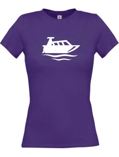 Lady T-Shirt Motorboot, Yacht, Boot, Kapitän, kult, lila, L