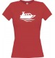Lady T-Shirt Motorboot, Yacht, Boot, Kapitän, kult, rot, L