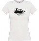 Lady T-Shirt Motorboot, Yacht, Boot, Kapitän, kult, weiss, L