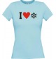 Lady T-Shirt I Love Steuerrrad, Kapitän, kult, hellblau, L