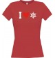 Lady T-Shirt I Love Steuerrrad, Kapitän, kult, rot, L