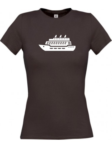 Lady T-Shirt Kreuzfahrtschiff, Passagierschiff, kult, braun, L