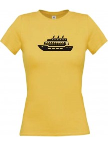 Lady T-Shirt Kreuzfahrtschiff, Passagierschiff, kult, gelb, L