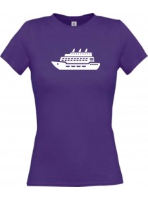 Lady T-Shirt Kreuzfahrtschiff, Passagierschiff, kult, lila, L