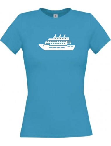 Lady T-Shirt Kreuzfahrtschiff, Passagierschiff, kult, türkis, L