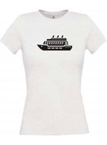 Lady T-Shirt Kreuzfahrtschiff, Passagierschiff, kult, weiss, L